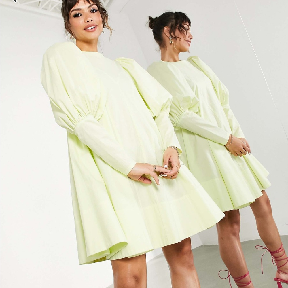 Vibrant Yellow Puff Sleeve Dress
